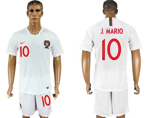 Portugal #10 J.Mario Away Soccer Country Jersey